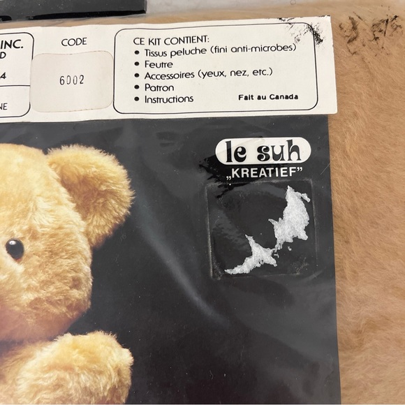 Vintage NIP  Aronelle Creations Le Suh Kreatief Sew & Stuff Kit BEAR Cda #6002 - Picture 4 of 8